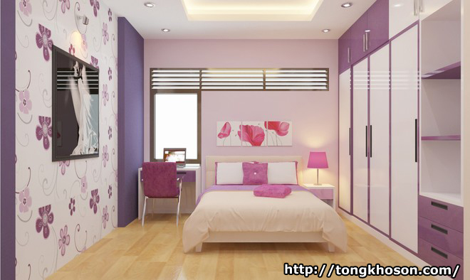 Phòng ngủ vợ chồng màu tím